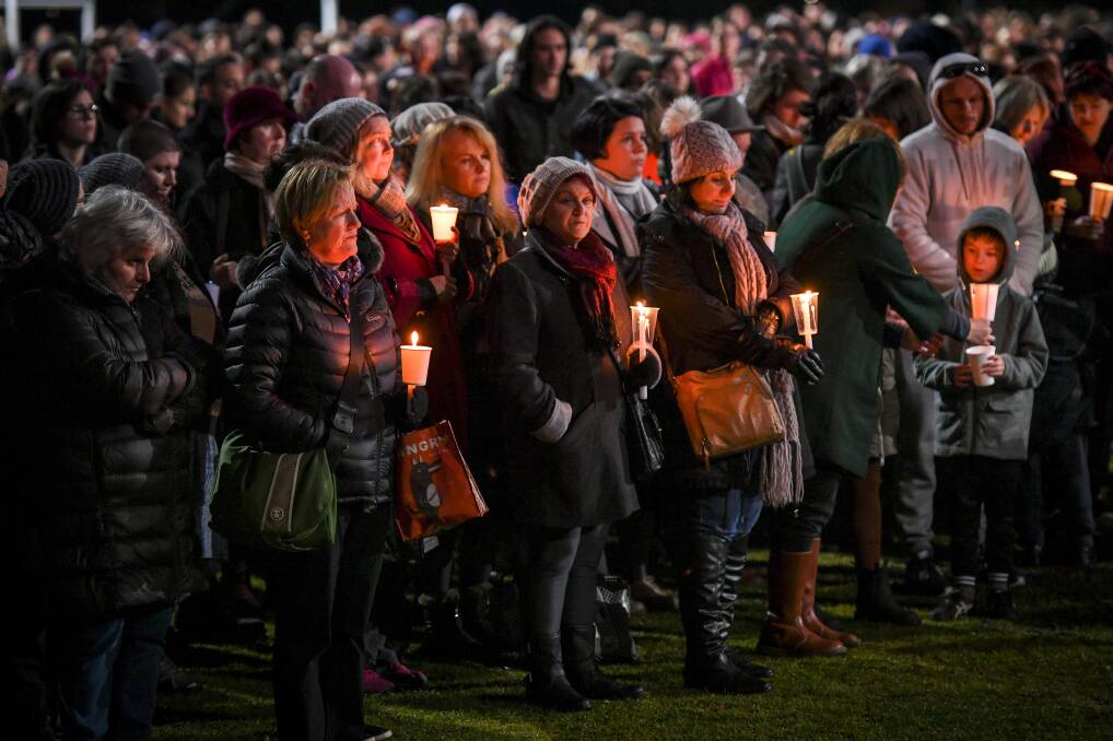 A photo from the vigil held for Melbourne comedian Eurydice Dixon. Picture: Eddie Jim.