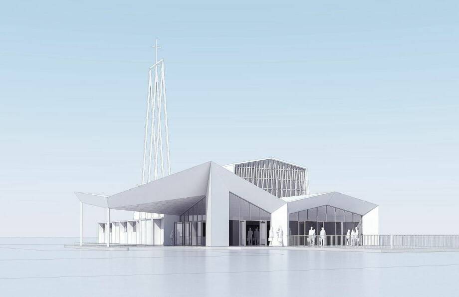 Delicate form: An artist's impression of the newly proposed steeple shape which will mimic the failing St Mark's church structure.