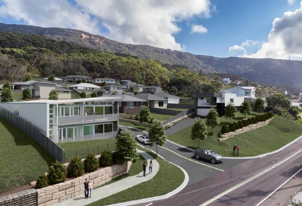 'Overwhelming': A view of the proposed housing estate looking north from across the road. Picture: Artist's impression from Wombarra Vista/Wollongong City Council development application.