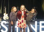 Shining bright: Charli Gerrey (centre) with sister Chloe (left), and Carys Dawson (right) who also had leukaemia, at the Shine Like Charli Ball. Picture: Josh Brightman.