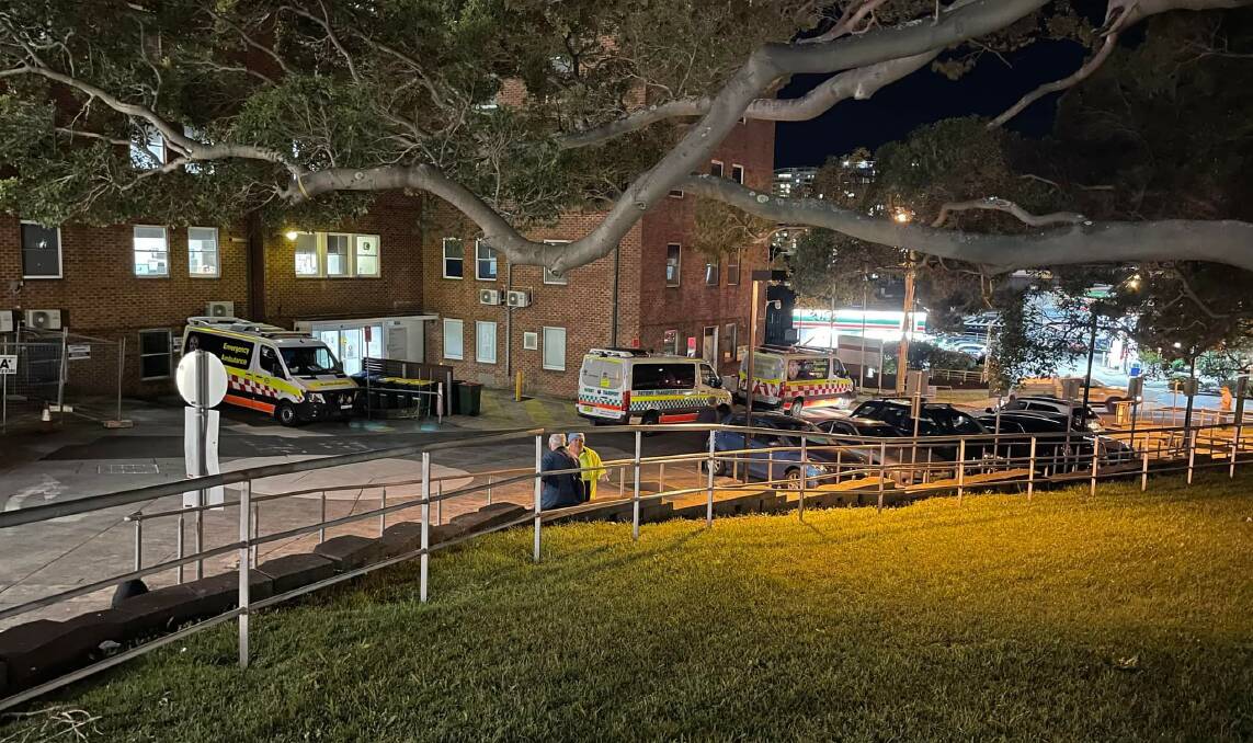Late on Wednesday night, the ambulance bays at Wollongong Hospital were so full that ambulances had to wait down the driveway. Picture: Supplied.