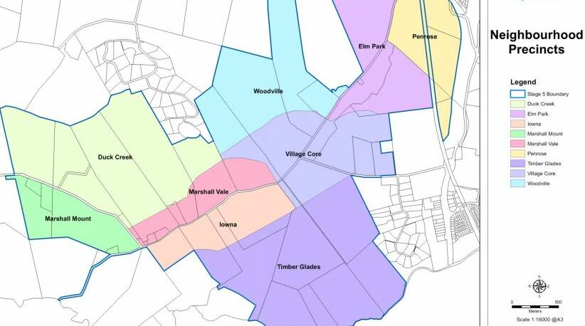 1000 hectares: The newly zoned area would have eight residential precincts around a village centre. Picture: Wollongong council.