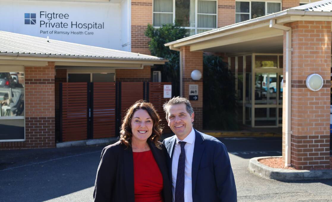 Cunningham MP Alison Byrnes and NSW Health Minister Ryan Park at Figtree Private Hospital, where negotiations are underway to enable the opening of a 20-bed aged care transition ward. Picture supplied.