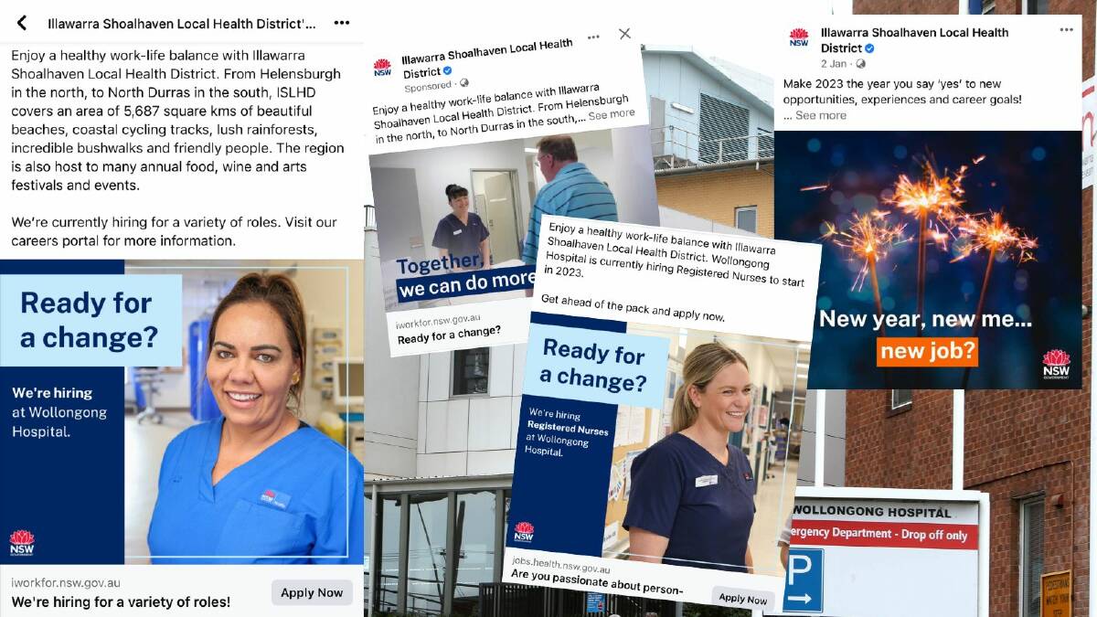 Some of the sponsored and social media ads the Illawarra Shoalhaven Local Health Distrcit has been running, spruiking a "work-life balance".