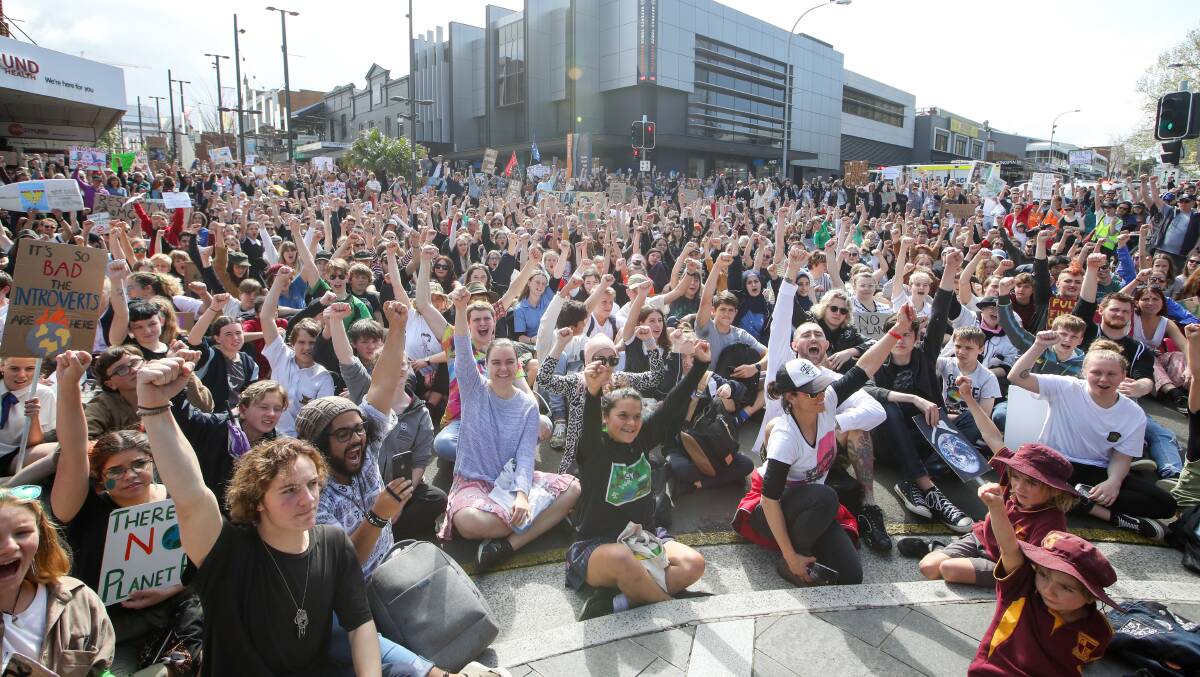 Taking action: Thousands of students and protesters joined the Wollongong Climate Strike in September. Organisers say large numbers are expected again this Saturday. Picture: Adam McLean.