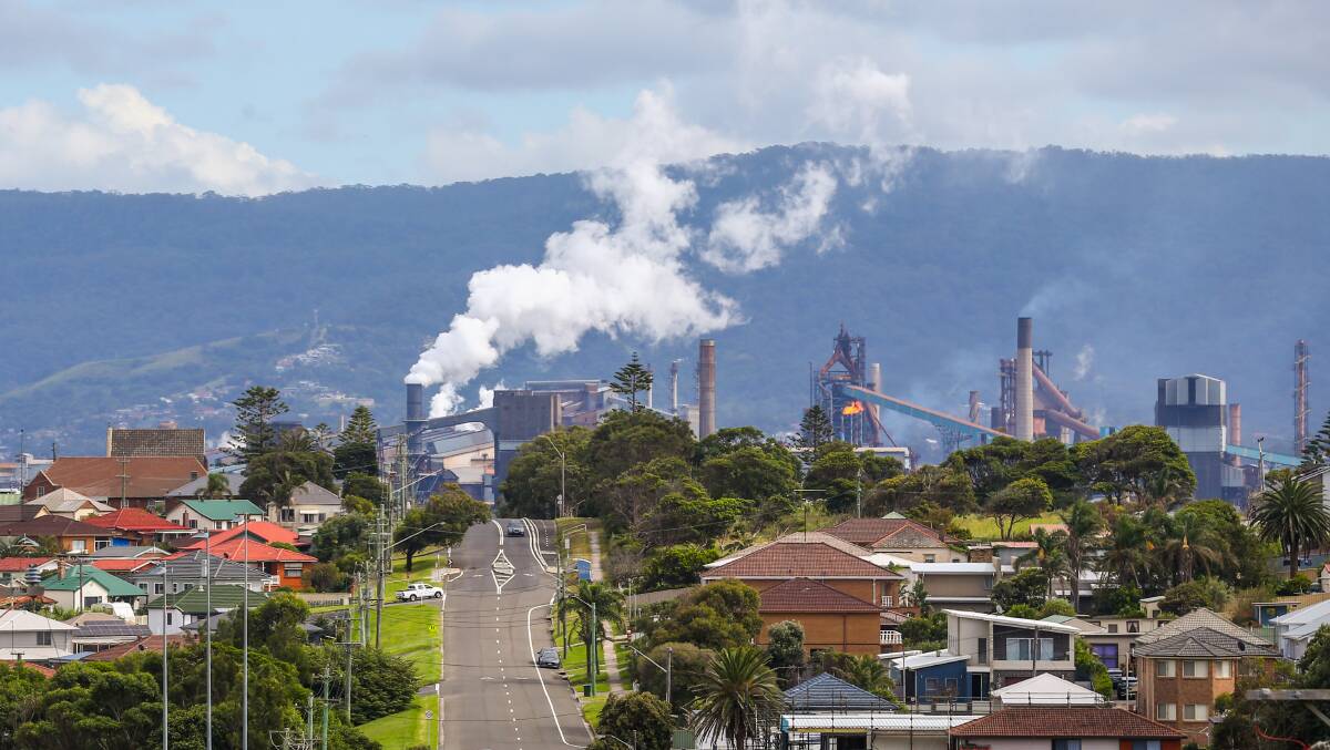 Looking towards the industry at Port Kembla from Military Road.