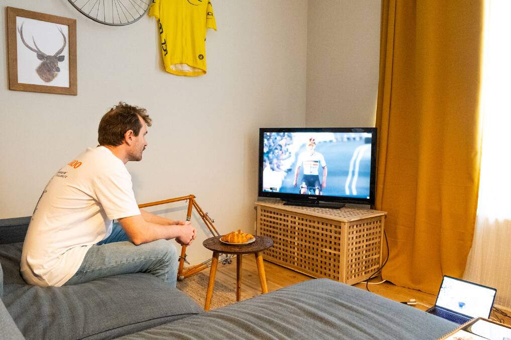 Former Wollongong residents Douglas Simkin watched the broadcast of the Wollongong 2022 World Championships from his now home in Liege, Belgium. Picutre supplied. 
