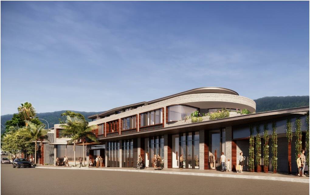 Redesign: Thirroul Plaza developers lodged revised plans with Wollongong council, which they say will allow for better views to the escarpment. Pictures: Loucas Architects. 