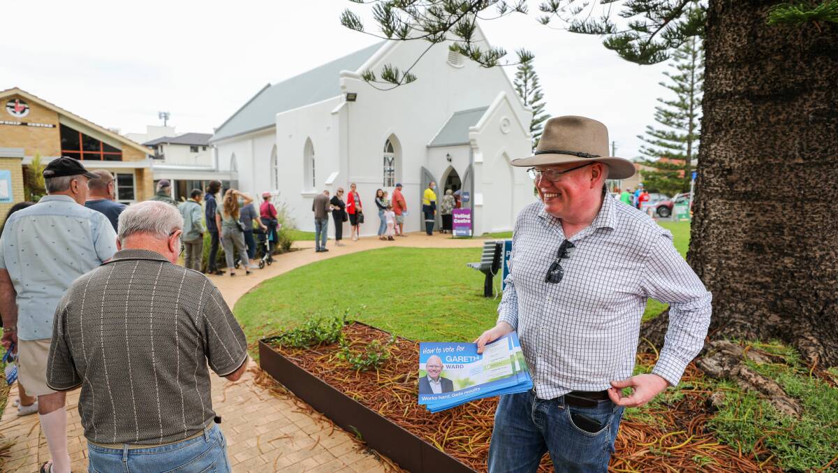 Incumbent Kiama MP Gareth Ward, pictured outside a pre-polling station in Kiama last week, has been asked to enter pleas in court on Tuesday. Photo by Adam McLean.