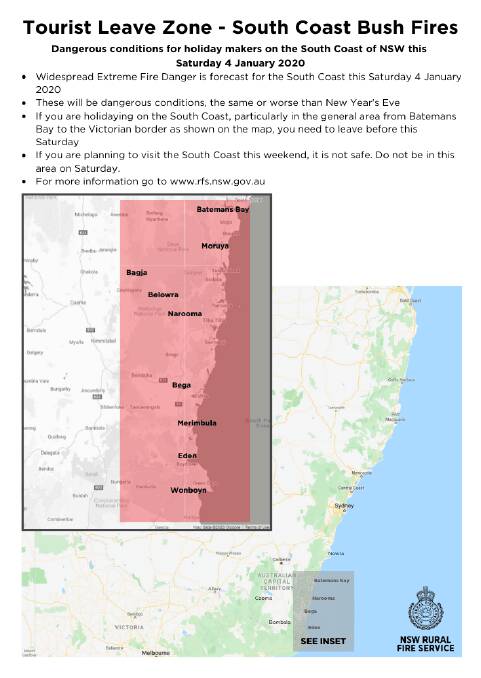 Shoalhaven and South Coast now 'off limits' to tourists ahead of Saturday fire threat