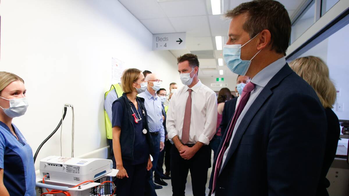 On a visit to Wollongong Hospital on Friday, Health Minister and Keira MP Ryan Park and Premier Chris Minns met with staff and toured recent upgrades to the hospital. Picture by Anna Warr.
