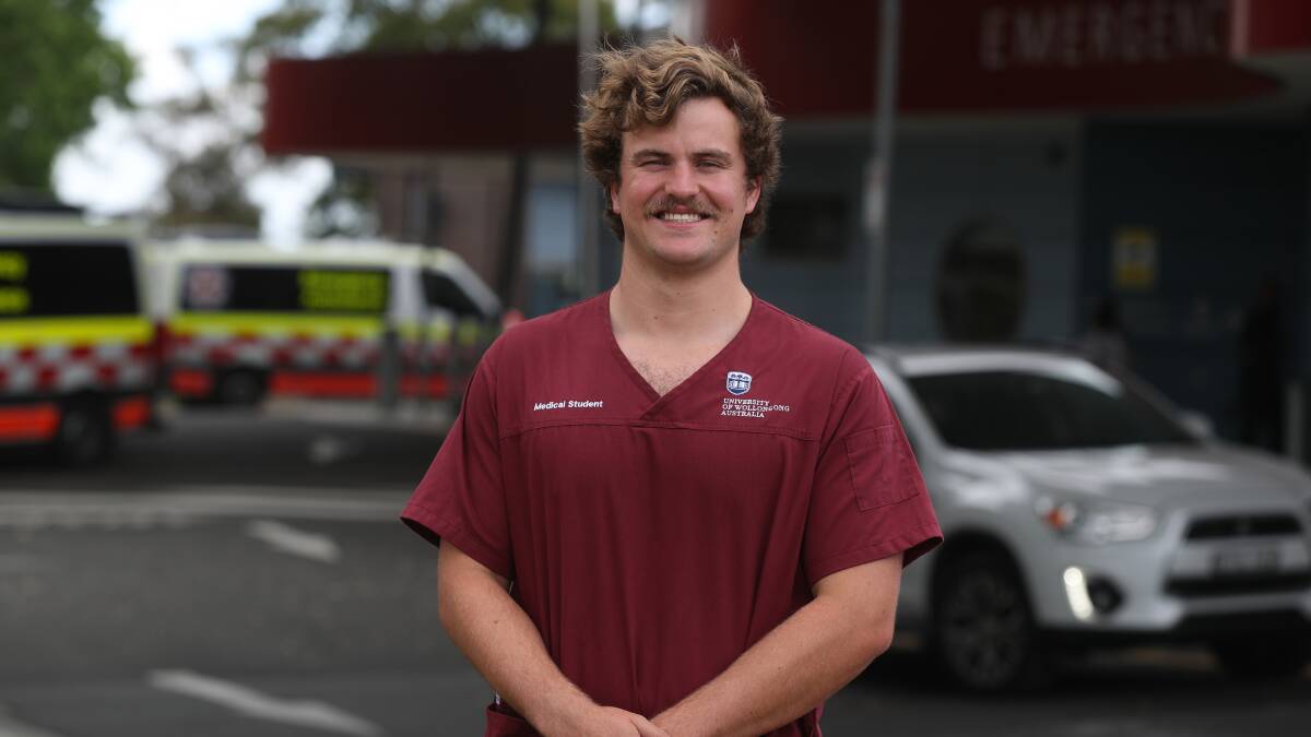 Wollongong University Medical Students Society President Dugald O'Neill says being paid to work in hospitals is good for students and the health system. Picture by Robert Peet.