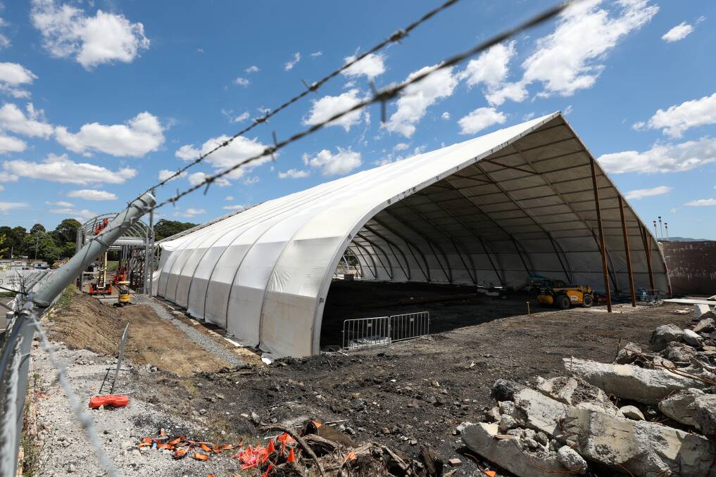 Not the circus: Jemena has been undertaking site remediation at 120-122 Smith Street, and has installed large tents to protect residents from noise, odour and dust on the site. Picture: Adam McLean.