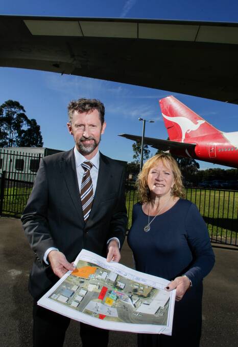 Big plans: Whitlam MP Stephen Jones joined Shellharbour mayor Marianne Saliba to reveal plans for a $14 million airport upgrade. Picture: Adam McLean.