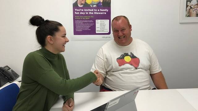 Brent Kelly and Candice Chapman. Candice is the Uniting Local Area coordinator working with Brent to implement his NDIS plan. Picture: Supplied.