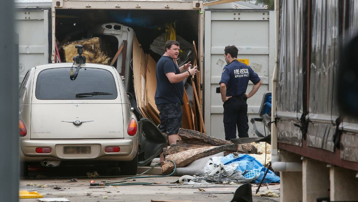 It is understood the man was walking towards a shipping container at the rear of the residential property when he was blown back by the explosion - believed to be caused by a gas bottle. Picture: Anna Warr.