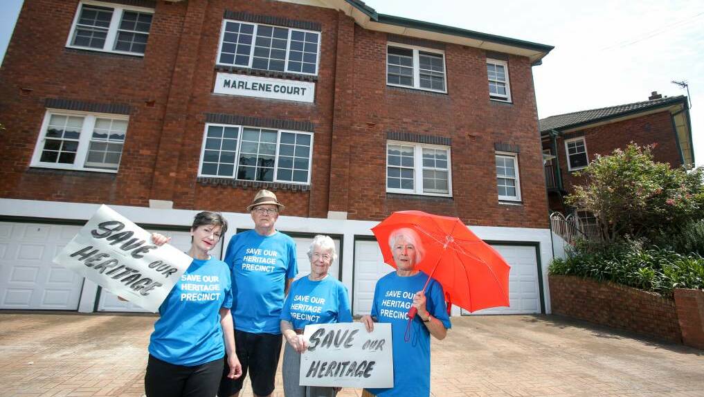 Save our heritage: Residents Jane Robertson, Neville Bolte, Norma Pesavento and Bev Ring were among those trying to save Marlene Court from development starting in November, when this image was taken. Picture: Adam McLean.