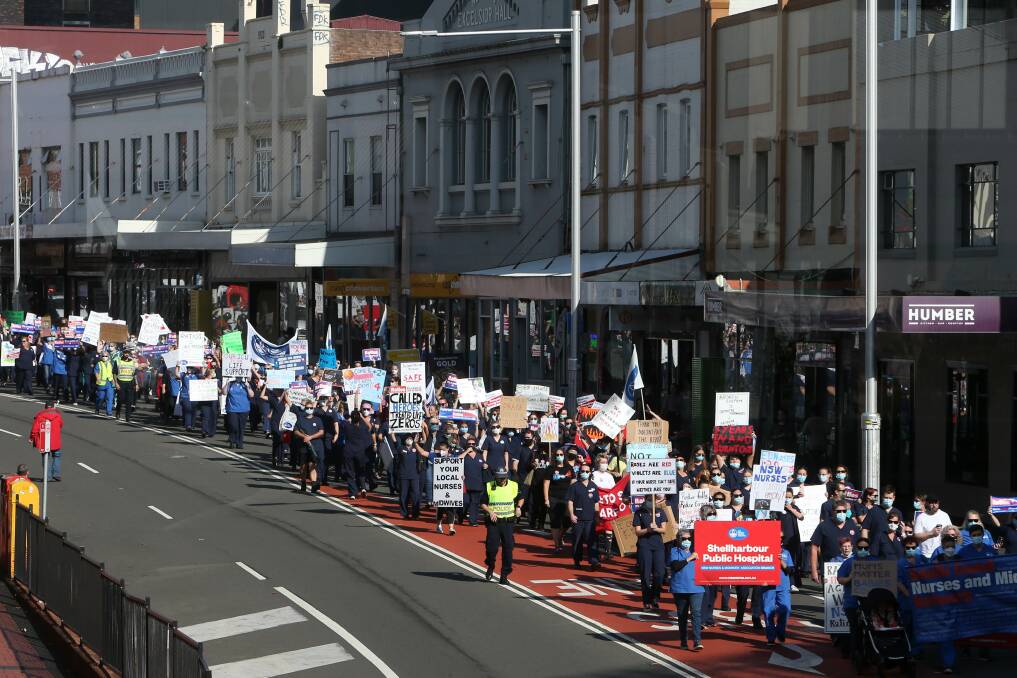 'We are not coping': Around 1000 people joined the march from the hospital along Crown Street.
