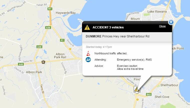 Princes Highway lanes blocked after four car crash at Shellharbour