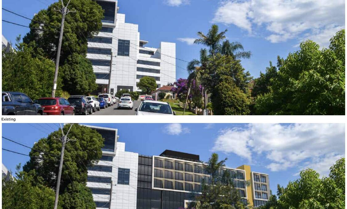 How the Dudley Street streetscape will look before and after the hospital expansion. 