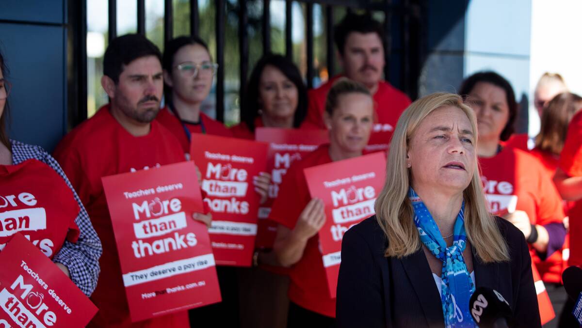 NSW Teachers Federation Senior Vice President Amber Flohm during the teachers strike in May. 