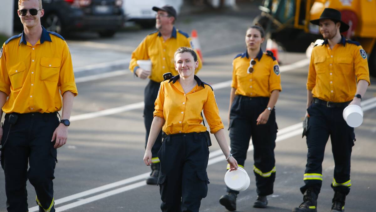 Emergency services workers marched at Wollongong's Australia Day parade.