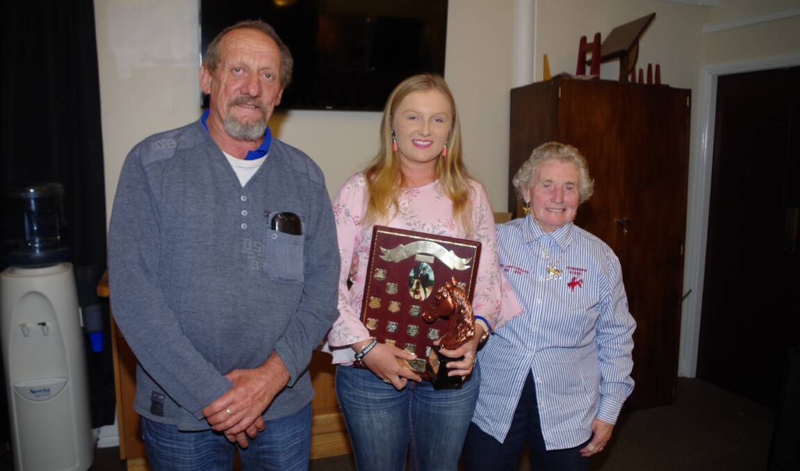 Alan Smith and his mother Gloria Smith with the 2018 Adele Smith Memorial trophy winner Shana McLean on May 26. 
