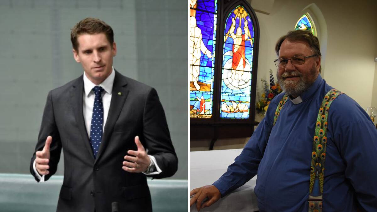 Canning MP Andrew Hastie and Christ's Church Anglican Parish of Mandurah priest Father Ian Mabey Father Ian Mabey. Photos: File image/Caitlyn Rintoul.