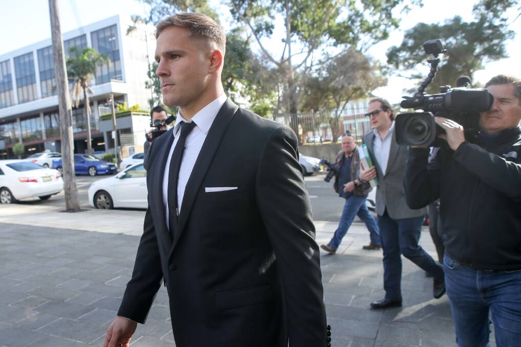Jack de Belin enters Wollongong courthouse on Monday for the start of week three of his pre-trial legal argument.