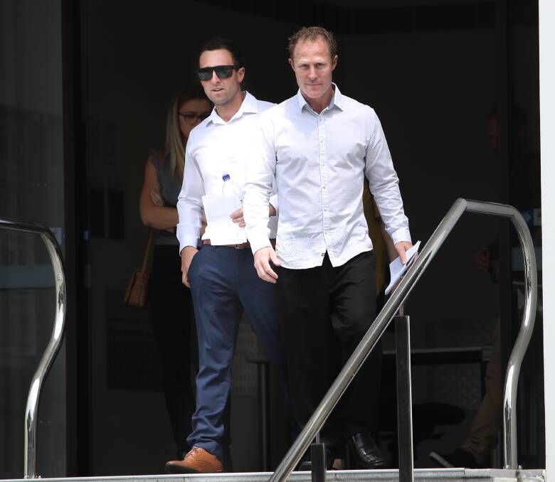 Pub fight: Brothers Matthew and Troy Richardson leave Wollongong courthouse on Wednesday after being convicted of assault.