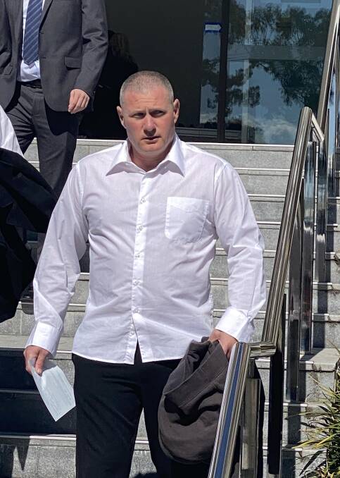 Brett Roe leaves Wollongong courthouse on Wednesday after pleading guilty to drug supply offences.