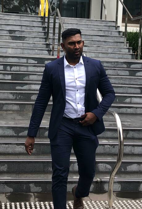 Accused: Ocean Beach Hotel bouncer Minhindukulasuriya Fernandoleaves Wollongong courthouse on Wednesday after the first day of his Local Court hearing.