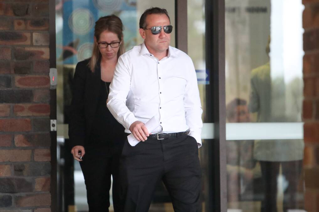 Paul Winston pictured with his lawyer, Katharine Young, leaving Port Kembla Local Court on Wednesday.