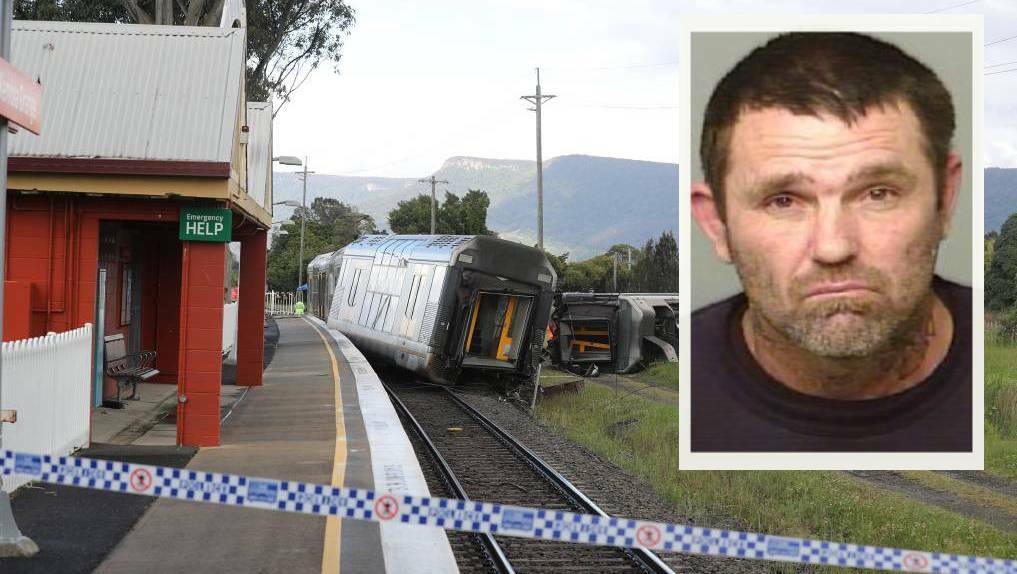 Charges: NSW Police issued this image of wanted man Allan Martin Simpson following a train derailment at Kembla Grange.