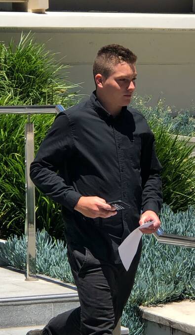 Sentenced: Bradley Watson leaves Wollongong courthouse on Tuesday. He narrowly avoided time behind bars after headbutting a man at Fever Nightclub in July.