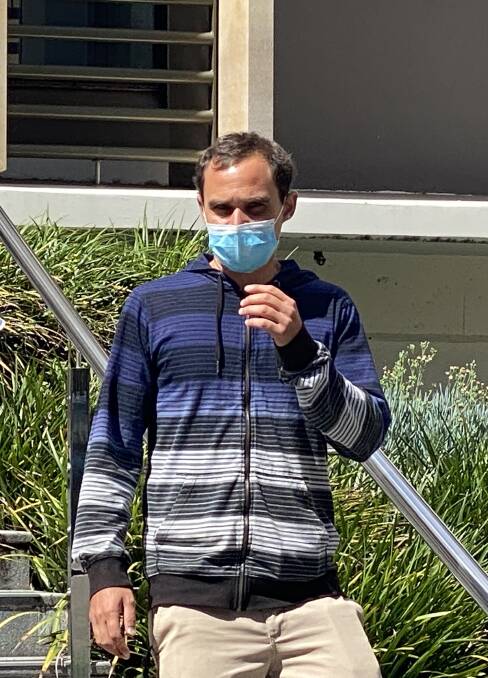 Plea: Brett Buddle leaves Wollongong courthouse on Friday after pleading guilty to a charge of detaining a person with intent to commit a serious indictable offence.
