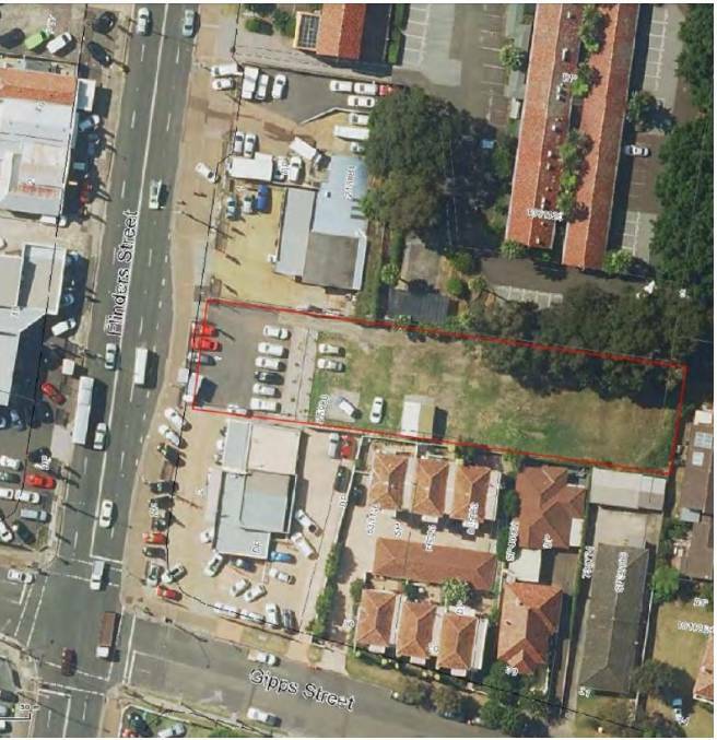 Narrow: The site sits next to the Corban Quality Used Cars dealership on the corner of Flinders and Gipps streets.
