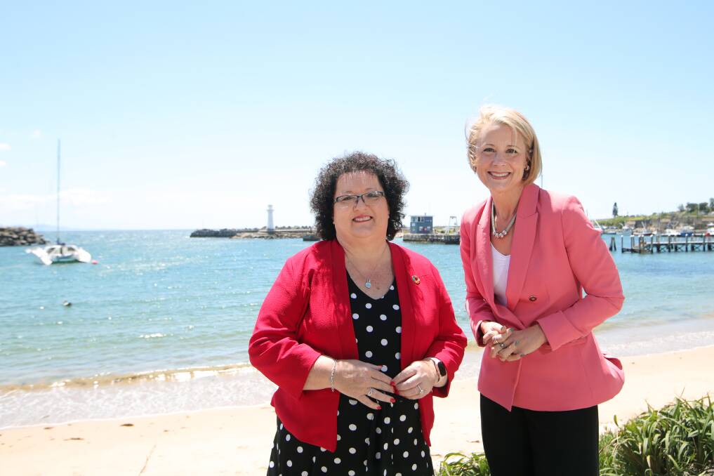 Contenders: Tania Brown (right) and Kristina Keneally pictured in Wollongong earlier this week. Both women have been named as potential Labor candidates for the federal seat of Cunningham.