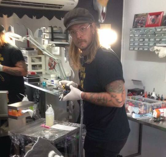 Heart and soul: Pete Jones spent $35,000 kitting out Steel City Tattoo at Port Kembla, despite not having in place an approved operator's licence from Fair Trading. 