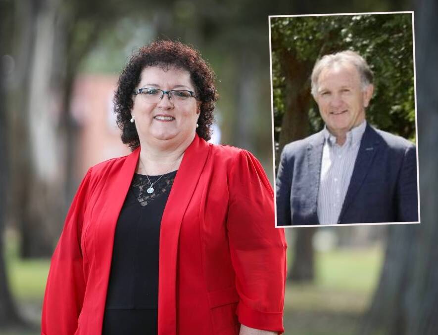 Liberal councillor John Dorahy (inset) is expected to challenge Labor's Tania Brown (main picture) for the role of Wollongong deputy lord mayor. 