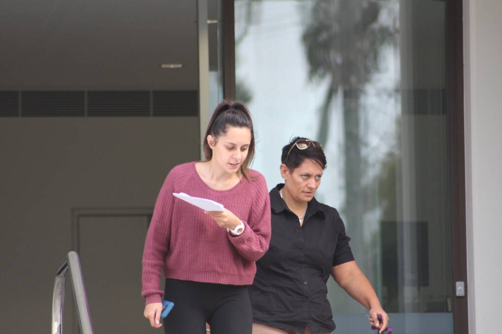 Sharlie Calder (left) leaves Wollongong court with her mother on Tuesday.