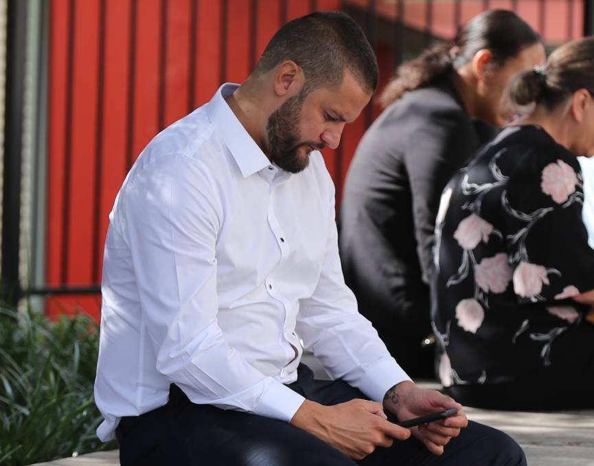 Guilty plea: Save Treneski sits outside Wollongong courthouse in May awaiting his turn before the court. He would later plead guilty to drug supply charges.
