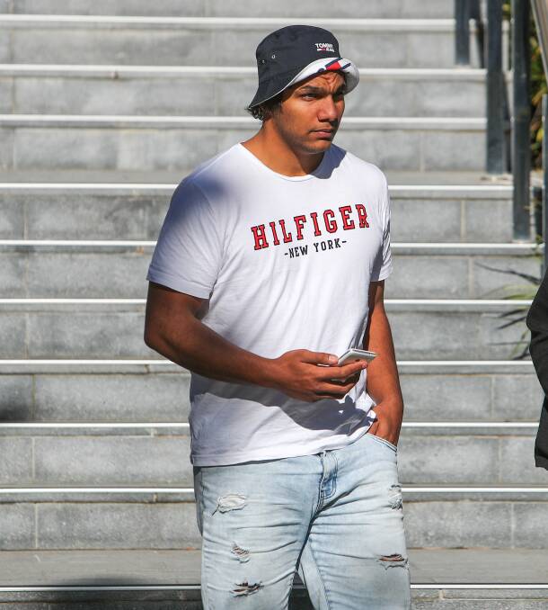 Guilty: Isiah Campbell leaves Wollongong courthouse on Wednesday after pleading guilty to armed robbery and a home invasion charge.