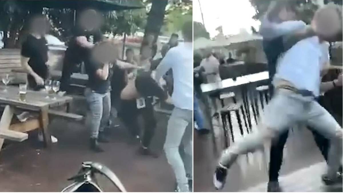 Still images from videos of a brawl at the North Gong Hotel on Easter Saturday. Hadaya is not accused of being involved in this incident.