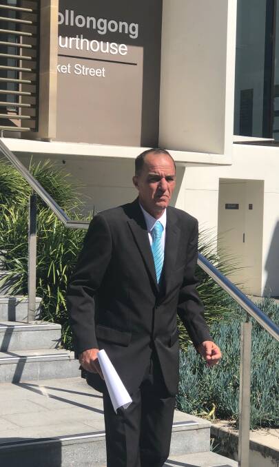 Foul: Shane Hanson leaving Wollongong courthouse on Tuesday. The magistrate said he wanted to give Hanson a 'toothbrush' to clean up the mess he left inside his cell.
