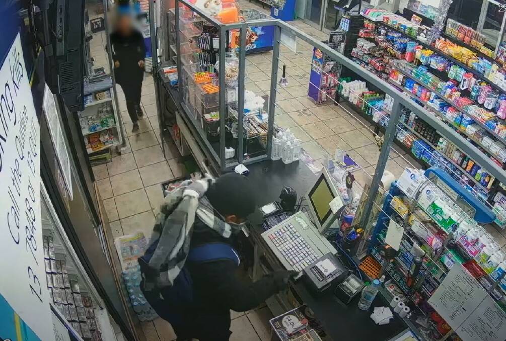 CCTV footage shows Iokimi Naqelevuki trying to access the till, while his victim can be seen in the top left-hand corner.