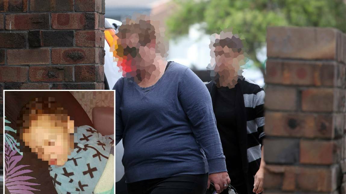 Both women at a previous court appearance in Port Kembla, and their son (inset).