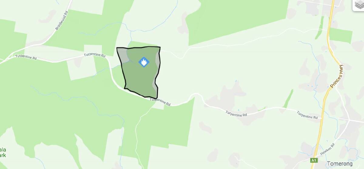 Details of fire near Turpentine Road, west of the Princes Highway. You can check the details of nearby fires on NSW RFS 'Fires near me' site.