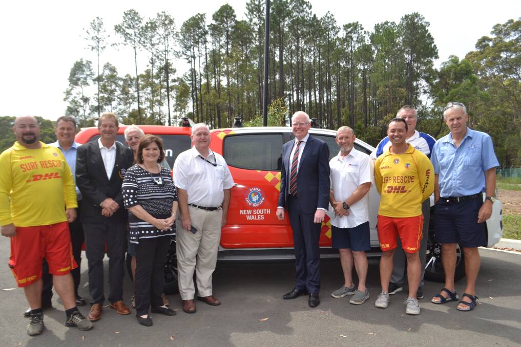 EXCITING DAY: Surf Life Saving South Coast volunteers and local politicians meet to celebrate plans for a new base in Nowra on Monday. Picture: Rebecca Fist