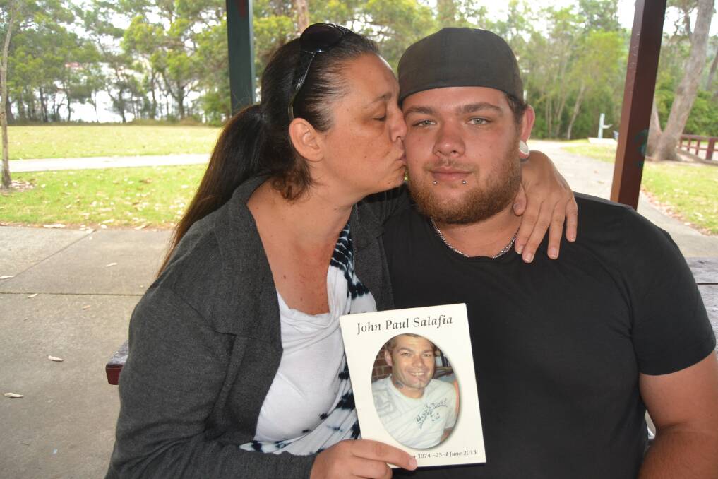 HEARTACHE: Former partner Carly Stewart with eldest son Dylan Salafia, both continue to grieve the tragic loss of Johnny Salafia.